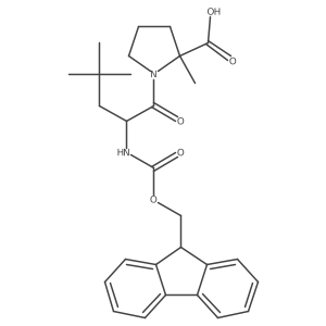(2R)-1-[2-({[(9H-fluoren-9-yl)methoxy]carbonyl}amino)-4,4-dimethylpentanoyl]-2-methylpyrrolidine-2-carboxylic acid Structure