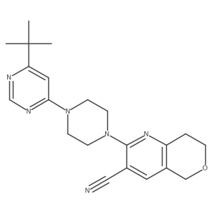 2-[4-(6-tert-butylpyrimidin-4-yl)piperazin-1-yl]-5H,7H,8H-pyrano[4,3-b]pyridine-3-carbonitrile结构式