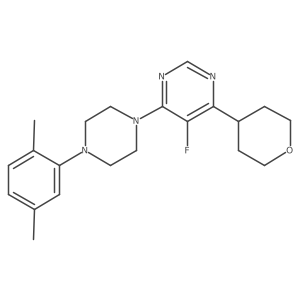 4-[4-(2,5-Dimethylphenyl)piperazin-1-yl]-5-fluoro-6-(oxan-4-yl)pyrimidine Structure