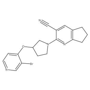 2-{3-[(3-bromopyridin-4-yl)oxy]pyrrolidin-1-yl}-5H,6H,7H-cyclopenta[b]pyridine-3-carbonitrile Structure