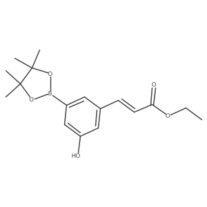 Ethyl (E)-3-(3-hydroxy-5-(4,4,5,5-tetramethyl-1,3,2-dioxaborolan-2-yl)phenyl)acrylate结构式