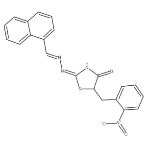 1-Naphthalenecarboxaldehyde, 2-[4,5-dihydro-5-[(2-nitrophenyl)methyl]-4-oxo-2-thiazolyl]hydrazone结构式