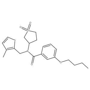 3-butoxy-N-(1,1-dioxidotetrahydrothiophen-3-yl)-N-[(3-methylthiophen-2-yl)methyl]benzamide结构式