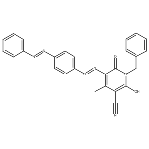 3-Pyridinecarbonitrile, 1,2-dihydro-6-hydroxy-4-methyl-2-oxo-5-[2-[4-(2-phenyldiazenyl)phenyl]diazenyl]-1-(phenylmethyl)-结构式
