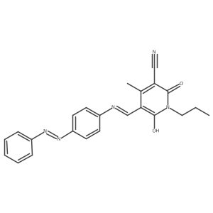 3-Pyridinecarbonitrile, 1,2,5,6-tetrahydro-4-methyl-2,6-dioxo-5-[[[4-(2-phenyldiazenyl)phenyl]amino]methylene]-1-propyl-结构式
