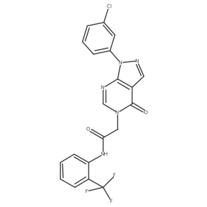 2-(1-(3-chlorophenyl)-4-oxo-1H-pyrazolo[3,4-d]pyrimidin-5(4H)-yl)-N-(2-(trifluoromethyl)phenyl)acetamide结构式