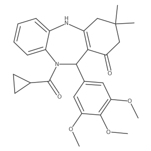 10-(cyclopropylcarbonyl)-3,3-dimethyl-11-(3,4,5-trimethoxyphenyl)-2,3,4,5,10,11-hexahydro-1H-dibenzo[b,e][1,4]diazepin-1-one Structure