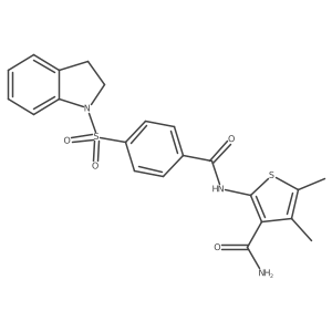 2-(4-(Indolin-1-ylsulfonyl)benzamido)-4,5-dimethylthiophene-3-carboxamide结构式