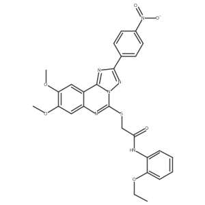 2-{[8,9-Dimethoxy-2-(4-nitrophenyl)-[1,2,4]triazolo[1,5-C]quinazolin-5-YL]sulfanyl}-N-(2-ethoxyphenyl)acetamide Structure