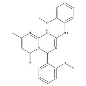 4-(2-methoxyphenyl)-2-[(2-methoxyphenyl)amino]-8-methyl-1,4-dihydro-6H-pyrimido[1,2-a][1,3,5]triazin-6-one结构式