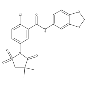 N-(1,3-benzodioxol-5-yl)-2-chloro-5-(4,4-dimethyl-1,1-dioxido-3-oxo-1,2-thiazolidin-2-yl)benzamide Structure