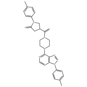 1-(p-tolyl)-4-(4-(3-(p-tolyl)-3H-[1,2,3]triazolo[4,5-d]pyrimidin-7-yl)piperazine-1-carbonyl)pyrrolidin-2-one结构式
