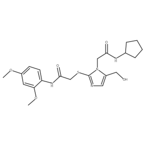 N-cyclopentyl-2-(2-((2-((2,4-dimethoxyphenyl)amino)-2-oxoethyl)thio)-5-(hydroxymethyl)-1H-imidazol-1-yl)acetamide Structure