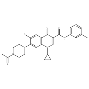 [7-(4-acetylpiperazinyl)-1-cyclopropyl-6-fluoro-4-oxo(3-hydroquinolyl)]-N-(3-m ethylphenyl)carboxamide结构式