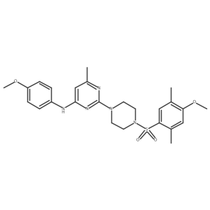 2-[4-(4-methoxy-2,5-dimethylbenzenesulfonyl)piperazin-1-yl]-N-(4-methoxyphenyl)-6-methylpyrimidin-4-amine结构式