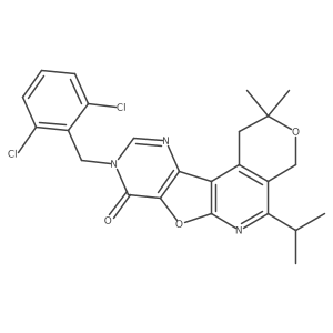14-[(2,6-Dichlorophenyl)methyl]-4,4-dimethyl-8-propan-2-yl-5,11-dioxa-9,14,16-triazatetracyclo[8.7.0.02,7.012,17]heptadeca-1(10),2(7),8,12(17),15-pentaen-13-one Structure