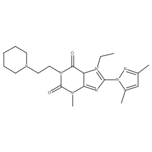 8-(3,5-dimethylpyrazol-1-yl)-7-ethyl-3-methyl-1-(2-piperidin-1-ylethyl)-5H-purin-7-ium-2,6-dione结构式