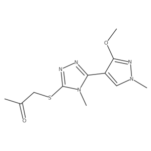 1-((5-(3-methoxy-1-methyl-1H-pyrazol-4-yl)-4-methyl-4H-1,2,4-triazol-3-yl)thio)propan-2-one Structure