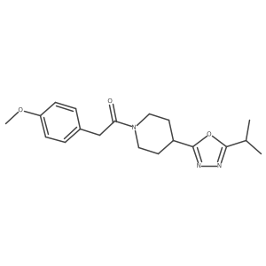 1-(4-(5-Isopropyl-1,3,4-oxadiazol-2-yl)piperidin-1-yl)-2-(4-methoxyphenyl)ethanone Structure