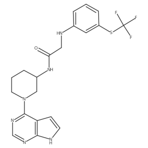 N-(1-(7H-pyrrolo[2,3-d]pyrimidin-4-yl)piperidin-3-yl)-2-(3-(trifluoromethylthio)phenylamino)acetamide结构式