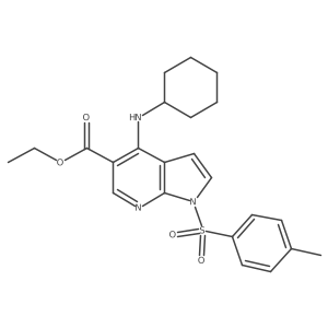 ethyl 4-(cyclohexylamino)-1-tosyl-1H-pyrrolo[2,3-b]pyridine-5-carboxylate结构式
