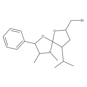 7-(Bromomethyl)-9-isopropyl-3,4-dimethyl-2-phenyl-1,6-dioxa-4-azaspiro[4.4]nonane结构式