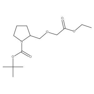 (2S)-2-(((ethoxycarbonyl)methoxy)methyl)pyrrolidin-1-carboxylic acid tert-butylester结构式