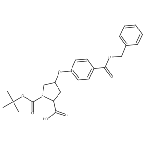 (2S,4S)-4-{4-[(Benzyloxy)carbonyl]phenoxy}-1-(tert-butoxycarbonyl)-2-pyrrolidinecarboxylic acid结构式