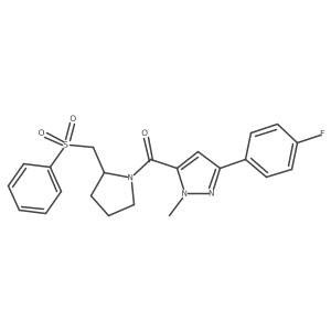 (3-(4-fluorophenyl)-1-methyl-1H-pyrazol-5-yl)(2-((phenylsulfonyl)methyl)pyrrolidin-1-yl)methanone结构式