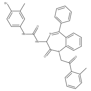 N-(2,5-diaza-2-(2-(2-methylphenyl)-2-oxoethyl)-3-oxo-6-phenylbicyclo[5.4.0]undeca-1(7),5,8,10-tetraen-4-yl)((4-bromo-3-methylphenyl)amino)formamide结构式