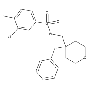 3-chloro-4-methyl-N-((4-(phenylthio)tetrahydro-2H-pyran-4-yl)methyl)benzenesulfonamide Structure