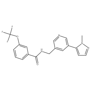 N-((5-(1-methyl-1H-pyrazol-5-yl)pyridin-3-yl)methyl)-3-(trifluoromethoxy)benzamide结构式