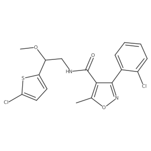 3-(2-chlorophenyl)-N-(2-(5-chlorothiophen-2-yl)-2-methoxyethyl)-5-methylisoxazole-4-carboxamide结构式