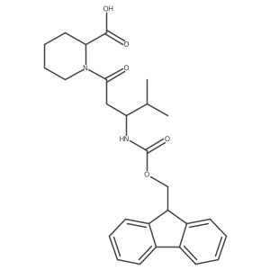 (2S)-1-[(3R)-3-({[(9H-fluoren-9-yl)methoxy]carbonyl}amino)-4-methylpentanoyl]piperidine-2-carboxylic acid Structure