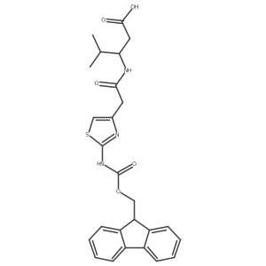 3-{2-[2-({[(9H-fluoren-9-yl)methoxy]carbonyl}amino)-1,3-thiazol-4-yl]acetamido}-4-methylpentanoic acid结构式