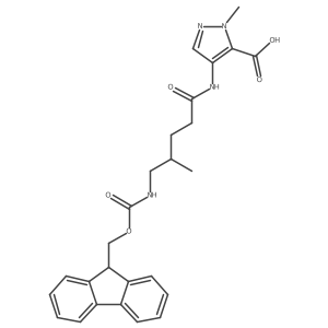 4-[5-({[(9H-fluoren-9-yl)methoxy]carbonyl}amino)-4-methylpentanamido]-1-methyl-1H-pyrazole-5-carboxylic acid Structure