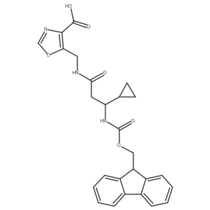 5-{[3-cyclopropyl-3-({[(9H-fluoren-9-yl)methoxy]carbonyl}amino)propanamido]methyl}-1,3-oxazole-4-carboxylic acid结构式