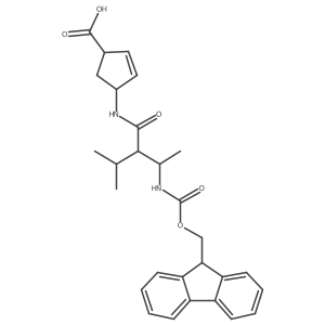 4-[3-({[(9H-fluoren-9-yl)methoxy]carbonyl}amino)-2-(propan-2-yl)butanamido]cyclopent-2-ene-1-carboxylic acid结构式