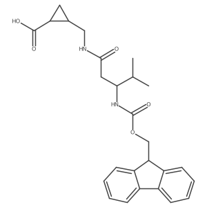(1RS,2SR)-2-{[(3R)-3-({[(9H-fluoren-9-yl)methoxy]carbonyl}amino)-4-methylpentanamido]methyl}cyclopropane-1-carboxylic acid结构式