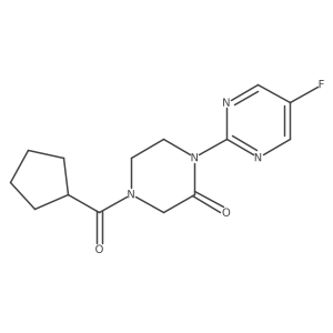 4-Cyclopentanecarbonyl-1-(5-fluoropyrimidin-2-yl)piperazin-2-one结构式