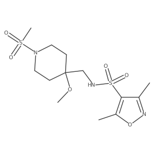 N-[(1-methanesulfonyl-4-methoxypiperidin-4-yl)methyl]-3,5-dimethyl-1,2-oxazole-4-sulfonamide结构式