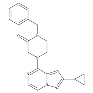 1-Benzyl-4-{2-cyclopropylpyrazolo[1,5-a]pyrazin-4-yl}piperazin-2-one Structure