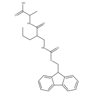 (2R)-2-{2-[({[(9H-fluoren-9-yl)methoxy]carbonyl}amino)methyl]pentanamido}propanoic acid Structure