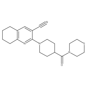 2-[4-(Thiomorpholine-4-carbonyl)piperidin-1-yl]-5,6,7,8-tetrahydroquinoline-3-carbonitrile结构式