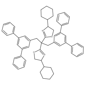 (4S,4'S)-2,2'-(1,3-Di([1,1':3',1''-terphenyl]-5'-yl)propane-2,2-diyl)bis(4-cyclohexyl-4,5-dihydrooxazole)结构式