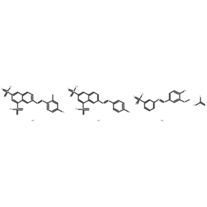 Trisodium;3-[(4-amino-3-methoxyphenyl)diazenyl]benzenesulfonic acid;7-[(4-amino-2-methylphenyl)diazenyl]naphthalene-1,3-disulfonic acid;7-[(4-aminophenyl)diazenyl]naphthalene-1,3-disulfonic acid;carbonyl dichloride Structure