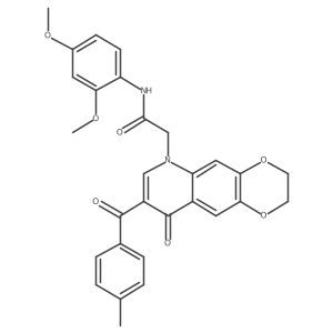 N-(2,4-dimethoxyphenyl)-2-(8-(4-methylbenzoyl)-9-oxo-2,3-dihydro-[1,4]dioxino[2,3-g]quinolin-6(9H)-yl)acetamide Structure