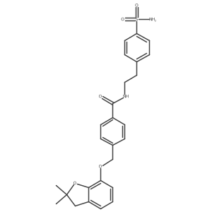 4-(((2,2-dimethyl-2,3-dihydrobenzofuran-7-yl)oxy)methyl)-N-(4-sulfamoylphenethyl)benzamide结构式