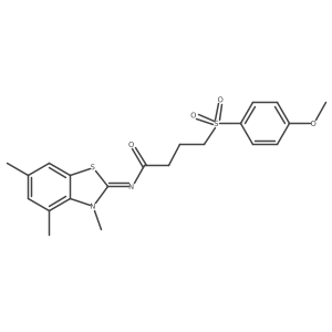 (E)-4-((4-methoxyphenyl)sulfonyl)-N-(3,4,6-trimethylbenzo[d]thiazol-2(3H)-ylidene)butanamide结构式
