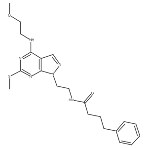 N-(2-(4-((2-methoxyethyl)amino)-6-(methylthio)-1H-pyrazolo[3,4-d]pyrimidin-1-yl)ethyl)-4-phenylbutanamide Structure